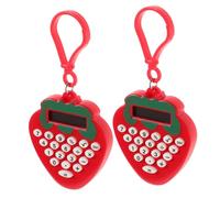 OSALADI 2 pièces Mini Calculatrice Portable Forme de Fraise Compacte et Légère Calculatrice Électronique de Poche avec Porte-clés pour Garçon Fille pour Maison École et Voyages de Rouge
