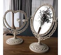 OSALADI 2 Pièces Miroir De Maquillage Double Face Vanité Miroir Coeur De Double Face Victorien Décor Vintage Mirroir Faire Tourner Un Verre Support Laiton