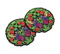OSALADI 2 Pièces Patch Rond Brodé Oiseau et Fleur pour Vêtements Décoration Diy Accessoires Couture Réutilisables Parfait pour Jeans Robes et Tenues Variées