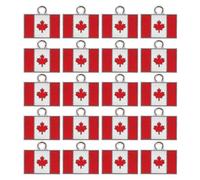 OSALADI 20 Pièces Canada Flag Charms Alliage Résistant à Érosion Pendentifs Drip Oil pour Bracelets Colliers et Boucles Oreilles DIY Accessoires de Bijoux Canada