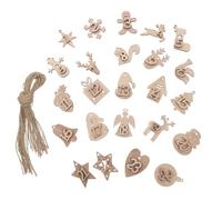 OSALADI 24 Décorations de Noël à Suspendre en Bois Chiffres Numériques Kit de 24 Pendentifs pour Calendrier de L’Avent Pochettes Décoratives pour Ambiance Festive et Décoration Murale