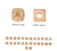 OSALADI 260 Pièces Perles de Hêtre Carrées Lettres Alphabet Cube Naturelles Perles pour Bracelets et Colliers DIY Artisanat Décoratif Polyvalent