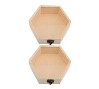 OSALADI 2pièces Boîte Hexagonale Bois Avec Couvercle Verre Pour Fleurs Séchées Et Bijoux Boîte De Rangement Vintage