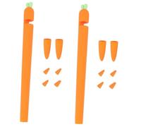 OSALADI 2pièces Carrot Shaped Silicone Stylus Sleeve for Pencil Ergonomic Grip Holder Protects from Scratches and Daily Damage Lightweight and Portable Orange