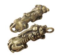 OSALADI 2pièces Lot De Breloques Animales Anciennes Laiton Pour Porte-clés Pendentif Décoration Feng Shui Et Kit Diy