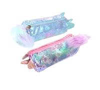 OSALADI 2pièces Trousse Scolaire Cartoon Sequins Transparent Set De Étuis à Crayons Licorne Kawaii pour Filles Sac De Rangement De Fournitures Scolaires