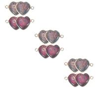 OSALADI 3 Ensembles Charms Précieuse Forme De Coeur À Double Pour Création De Bijoux Accessoires Pour Bracelets Et Colliers 4 Pièces * 3
