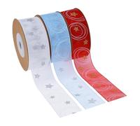 OSALADI 3 Rouleaux Ruban Étoile de Noël Polyester pour Cadeau Décoration Fête et Projets DIY Ruban à Motif Étoile et Cercle Apporte une Touche Festive