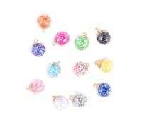 OSALADI 34 pièces Mini Transparent Glass Globe Pendants With Glitter Star Sequins DIY Charms For Handmade Jewelry Accessories