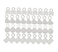 OSALADI 36 Pièces Kit de Porte Clés à Sublimer de Porte Clés Vides pour Personnalisation Diy avec Transfert Thermique Formes Carrée Cœur Os et Ronde