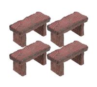 OSALADI 4 Pièces Banc de Parc pour Maison de Poupée, Mini-chaises Décoratives, Résine Marron, Style Rétro, pour Patio et Loisirs Créatifs, Détails Réalistes, Design Compact, Décoration