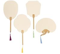OSALADI 4 Pièces Éventails en Papier Beige Vierge pour Peinture DIY, Éventails Pliants Traditionnels en Bois Fil, Décoration et Rafraîchissement pour L'été Couleur Couleur Aléatoire