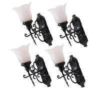 OSALADI 4 pièces Miniature LED Wall Lamp Set for DIY Table Decor Mini Wall Lamp Model for Scene Decoration with Light Detailed and Practical Ornaments