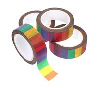 OSALADI 4 pièces Ruban Washi Arc-ciel Bande Autocollante Rayée Colorée Ruban Masking Tape à Découper Main Papier Wasli Flexible pour Scrapbooking Planner et DIY