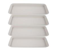 OSALADI 4 Pièces Soucoupe de Jardinière Rectangulaire, Plateau de Pots de Fleurs en Résine Blanc, Bac à Eau pour Pots de Fleurs et Jardinières, Intérieur et Extérieur, Facile à Nettoyer