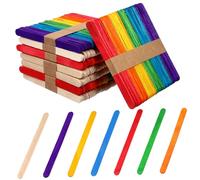 OSALADI 400 Pièces Bâtonnets pour Bricolage Sticks Colorés et Naturels Matériel Éducatif pour Projets Diy Maison École