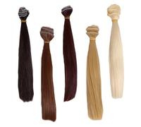 OSALADI 5 Pièces Extensions de Cheveux Résistantes Chaleur pour Poupées Mèches Lisses pour Création de Perruques DIY Accessoires Capillaires Miniatures pour Cosplay et Artisanat