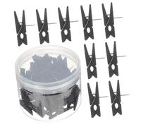 OSALADI 50 pièces Clips Bois avec Punaises Noires Pinces Piquets pour Bricolage Photos et Tableaux Liège Lot pour Bureau et Décoration
