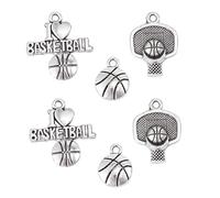 OSALADI 6 Pièces Collier Pendentif Alliage de Basket Ball de Breloques pour Hommes Femmes Garçons et Filles Accessoires de Mode pour de Basket