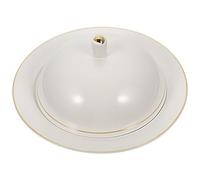 OSALADI Assiette en Céramique 8 Pouces avec Bord Doré et Couvercle, Plateau de Service à Steak Multifonction pour Pâtisserie et Conservation Alimentaire, Vaisselle la Cuisine Occidentale