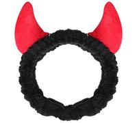 OSALADI Bandeau pour Cheveux Cornes de Diable en Peluche Doux, Bandeau Spa pour Se Laver le Visage, Maintien Antidérapant et Confortable, Accessoire Maquillage Femme, pour Soins Visage