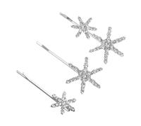 OSALADI Barrette Étoile à Strass Argentée, Lot de 3 Set de Pinces à Cheveux Décoratives en Alliage Anti-rouille, Accessoire Cheveux Femme pour Mariage, Soirée et Fêtes, Épingle