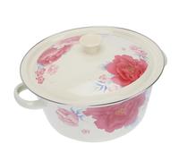 OSALADI Bassine Émaillée 24 Cm avec Double Poignées et Couvercle, Bol Rétro Alimentaire pour Soupe et Mélange, Compatible Plaques à Induction, Ustensile Cuisine Style Style Aléatoire