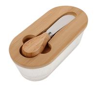 OSALADI Beurrier Hermétique en Verre avec Couvercle Transparent et Spatule Boîte de Conservation Rectangulaire pour Beurre et Fromage Format Compact pour Réfrigérateur Contenant pour