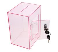OSALADI Boîte à Dons Acrylique Verrouillable Rose avec pour Billets Urne Transparente pour Votes et Suggestions Boîte Sécurisée pour Collecte Avis et Cartes de Visite