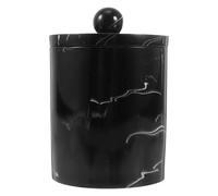 OSALADI Boîte de Rangement Effet Marbre Veiné avec Couvercle Hermétique Boîte à Cure-Dents et Cotons-Tiges Rangement de Bureau Étanche Poussière et Humidité Accessoire Décoratif Noir