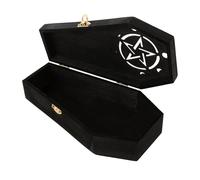 OSALADI Boîte étui à bijoux cercueil organisateur de d'halloween cercueil d'Halloween conteneur de bijoux d'halloween porte-anneau de cercueil Bois Black
