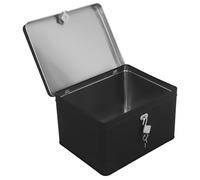 OSALADI Boîte Métallique Noire avec Serrure 230x180x140 Mm Boîte de Rangement Multifonction en Fer-blanc Décorative pour Stockage Sécurisé à Domicile et Petits Objets