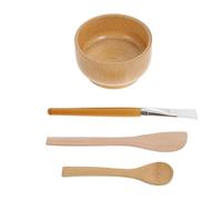 OSALADI Bol Mélangeur Masque Facial 4 Pièces en Bois Kit DIY Fabrication Masques Visage Compact pour Soins Peau à Domicile