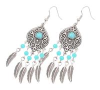 OSALADI Boucles D'oreilles Feuilles Pendantes Bohémiens en Alliage Argenté, Exagérées et Élégantes, Bijoux Vintage pour Femmes et Filles, pour Anniversaire ou Travail