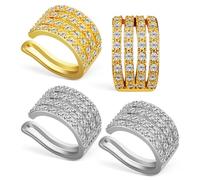 OSALADI Boucles D'oreilles Manchette Non Percées en Cuivre Zirconium Cubique, 4 Pièces, Style Élégant, Ne Se Déforme Pas, Ne S'efface Pas, pour Mariage et Vie Quotidienne