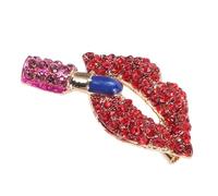 OSALADI Broche à Lèvres Rouge en Alliage pour Femmes, Bijoux Élégants avec Cristaux, pour Soirées et Rendez-vous, Présent pour Amies