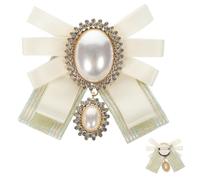 OSALADI Broche Épingle de Col Élégante en Tissu Blanc Perle Simulée et Décoration Scintillante, Accessoire pour Vêtements et Chapeaux Lors des Fêtes Spéciales