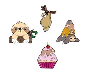 OSALADI Broche Paresseux de Dessin Animé Créative en Alliage, Lot de 4 Pièces, Style Délicat et Chic Vie Quotidienne Fêtes