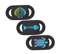 OSALADI Cache De Caméra Web Coulissant 3 Pièces Motif Tortue Et Épine De Poisson pour Ordinateurs Portables, Tablettes Et Smartphones, Protection Vie Privée, Multi-appareils, Noir Coloré