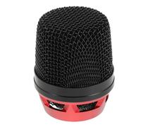 OSALADI Cache micro en métal avec réduction de bruit, protection anti-chute pour microphone, maille ronde 32 mm (couleur rouge et noir), pour usage en direct et karaoké, installation