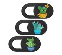 OSALADI Cache-Objectif Ordinateur Portable et Téléphone Motif Cactus, Protection de Confidentialité Coulissante, Lot de 3 Pièces, Ultra-Fin, Usage Bureautique et Voyage, Couleur Verte