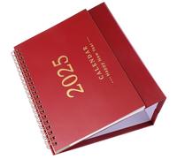 OSALADI Calendrier de Bureau Compact avec Reliure Double Spirale Calendrier Mensuel et Hebdomadaire Debout Espace Notes Détaillées pour Maison Bureau et École Design Simple et Élégant