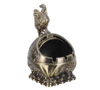 OSALADI Cendrier Sphérique en Alliage de Zinc avec Couvercle Coupe-Vent Design Relief 3D Coq Vintage Cendrier Décoratif et Fonctionnel pour Intérieur et Extérieur Présent