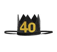 OSALADI Chapeau Couronne D'anniversaire Noir et Or, Taille Unique, Décoration Festive pour Fête D'anniversaire 40, Chapeau de Fête Confortable et Brillant, Accessoire Photographe Élégant