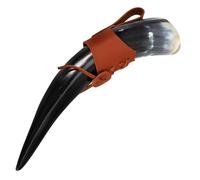 OSALADI Chope Viking Vin en Corne avec Support PU, Style Médiéval | Look Vintage Rustique, pour Boissons Mixtes, Cosplay et Foires Renaissance, Accessoire Décoratif Solide