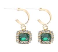 OSALADI Clip D'oreille en Alliage avec Pierre Verte, Petites Boucles D'oreilles Légères et Brillantes, Style Chic Saint-valentin Fête des Mères