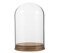 OSALADI Cloche en Verre de Dôme 12cm Base Bambou, Protection Complète et Affichage Clair pour Décorations et Souvenirs Étagère ou Bureau