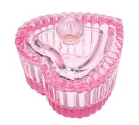 OSALADI Dappen Cup en Verre Cristal Cœur avec Couvercle, Bol pour Monomère Nail Art, Récipient Porte-bagues Rose Irisé, Outil Manucure Japonerie pour Nettoyage Pinceaux