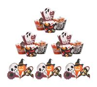 OSALADI Décorations de Gâteau Halloween 48 Pcs 2 Ensembles de Caissettes Citrouille et Fantôme Pics à Cupcakes Araignée et Chauve-Souris Papier Robuste pour Fête Thème Horreur et Présents