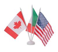 OSALADI Drapeaux de Bureau 2026 Usa, Canada et Mexique avec Socle Plastique Blanc, Mini Drapeaux des Pays pour Festivals, Réunions Internationales et Décoration de Table Réutilisable